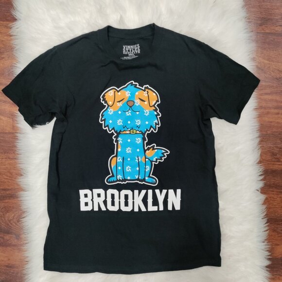 Brooklyn Vinnies Signature Blue Dog Graphic Print Short Sleeve Black Shirt Small - Picture 4 of 10